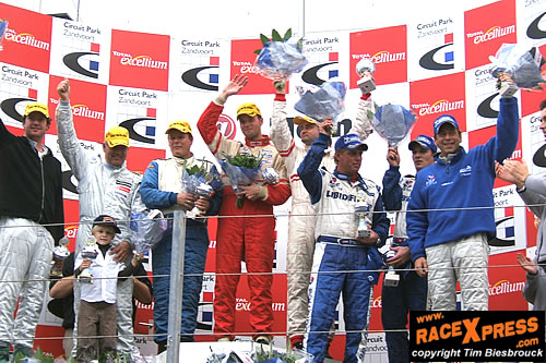 Het podium van de Zandvoort 500 overall