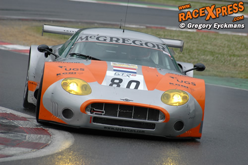 Jeroen Bleekemolen in actie met de Spyker C8 Spyder GT2R