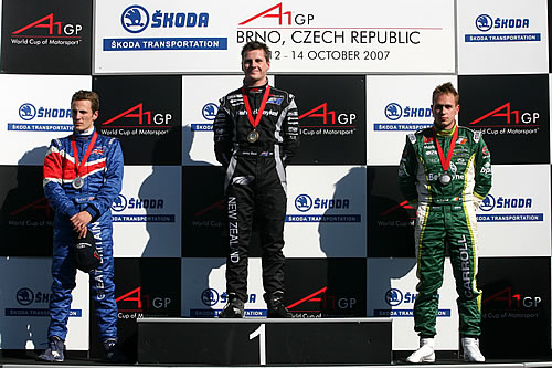 Podium na de A1GP sprintrace in Brno