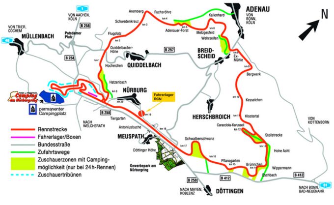 lay out Nürburgring en hotspots