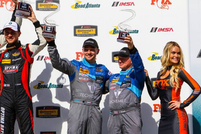Indy Dontje podium Road Atlanta 2018 Continental Tire Sportscar Challenge