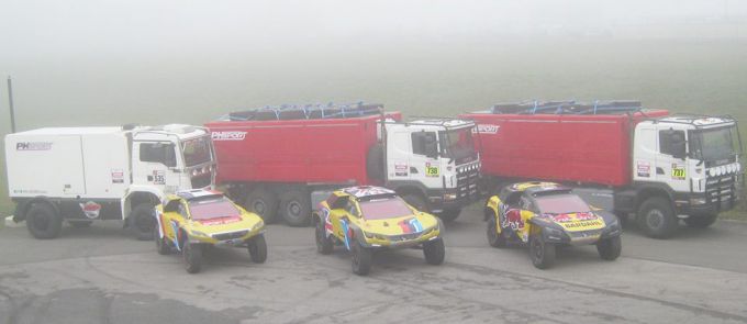PH Sport Dakar team rallycars and service trucks