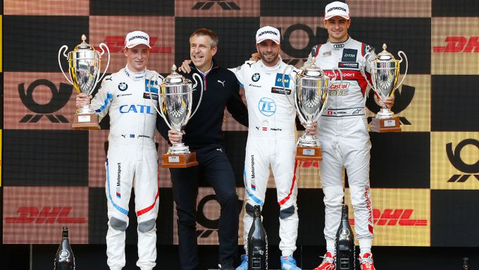 DTM Zolder podium zaterdag met Joel Eriksson Bart Mampaey Philipp Eng Nico Muller