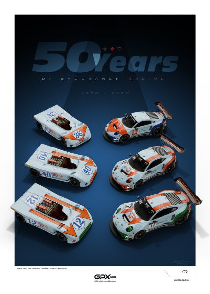 Drie verschillende uitvoeringen van legendarische 50-jarig jubileum-kleurstelling voor de drie GPX Racing Porsches