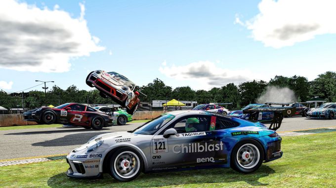 PESC Road Atlanta 2021- 3<br />
Porsche 911 GT3 Cup Christopher Dambietz D Nr110 Martin Krönke (D) Nr5 Diogo C. Pinto POR Nr121 Porsche TAG Heuer Esports Supercup 2021