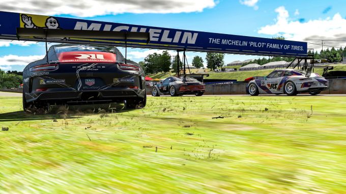 PESC Road Atlanta 2021- 4 Porsche 911 GT3 Cup Kevin Ellis Jr. UK Nr30 Joshua Rogers AUS Nr92 Tommy Ostgaard N Nr58 Porsche TAG Heuer Esports Supercup 2021