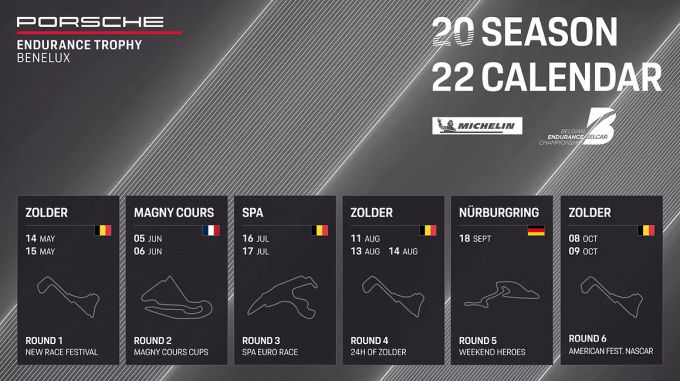 Porsche Endurance Trophy Benelux kalender 2022