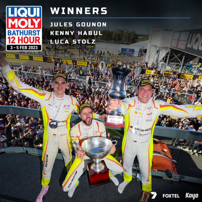 Bathurst 12H SunEnergy1 Racing winnaar met Jules Gounon Luca Stolz Kenny Habul null