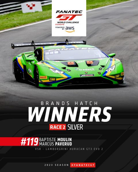 Fanatec GT Europe Sprint Cup Brands Hatch winnaar silver race 2