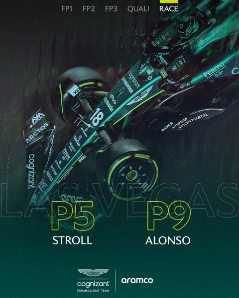 Stroll P5 Alonso P9 F1 Aston Martin GP Las Vegas 2023