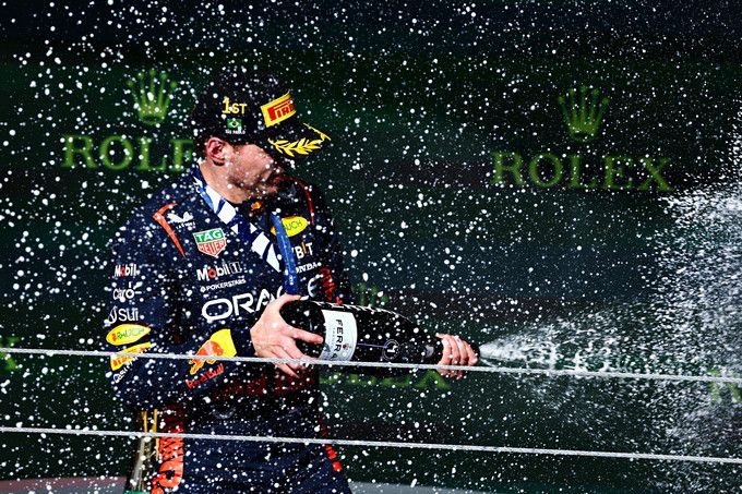 max Verstappen champagne Ferrari