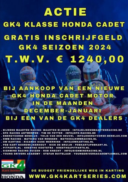 Strakke actie voor beginnende karters in de Honda Cadet-klasse