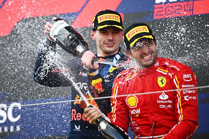 Ferrari Champagne Max Verstappen Carlos Sainz