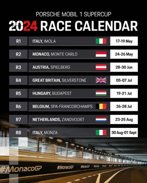 Mobil 1 Porsche Supercup kalender 2024