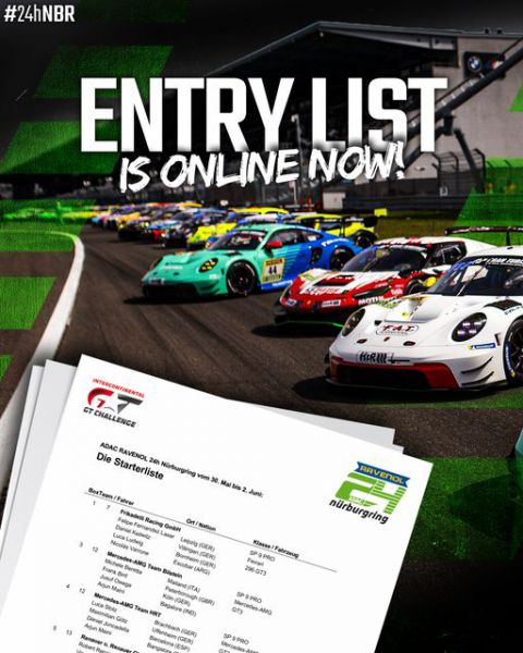 24Stunden Nürburgring Nordschleife deelnemerslijst is online