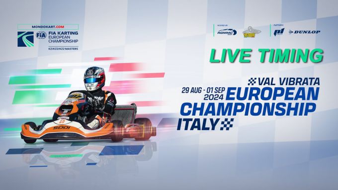 Live-timing: Race 2 FIA Europees kampioenschap karting - KZ, KZ2 en KZ2 Masters op het Kartodromo Val Vibrata