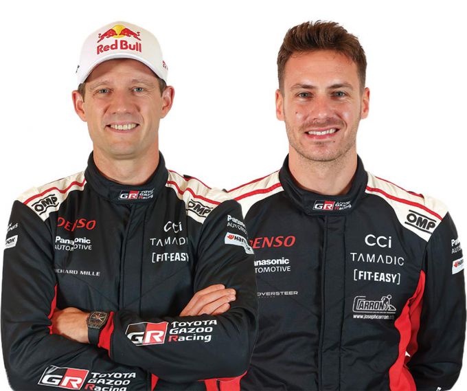 Felicitatie Akio Toyoda Toyota 1-2 overwinning Rally Monte Carlo 2025 Foto 6 Sébastien Ogier / Vincent Landais portret