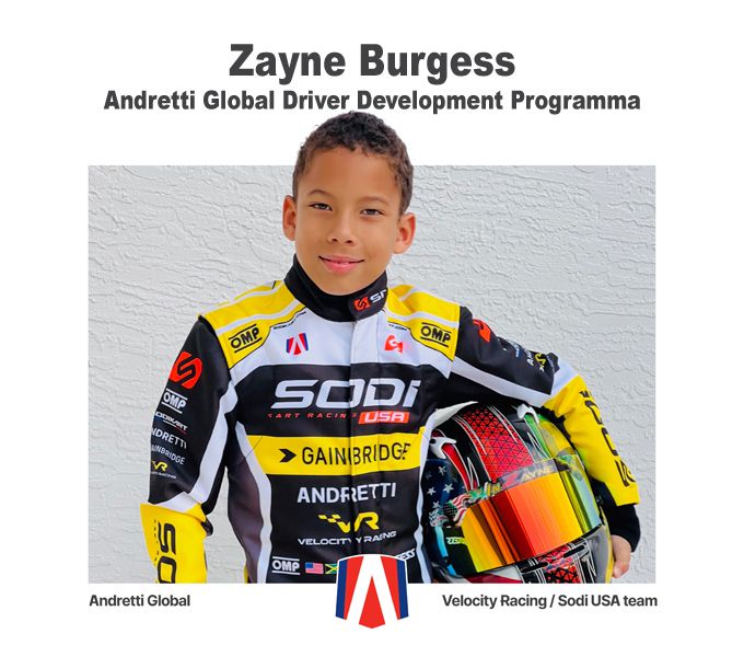 Jong karttalent Zayne Burgess opgenomen in het Andretti Global Driver Development Programma