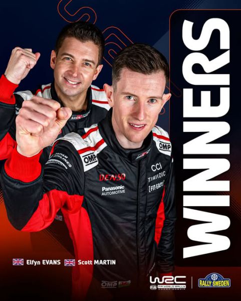 Rally Sweden 2025 Foto 1 Elfyn Evans Scott Martin winnaar Rally Sweden 2025