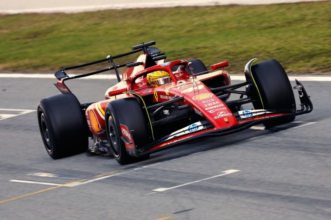 Lewis Hamilton F1 Ferrari on track Barcelona Pirelli tests