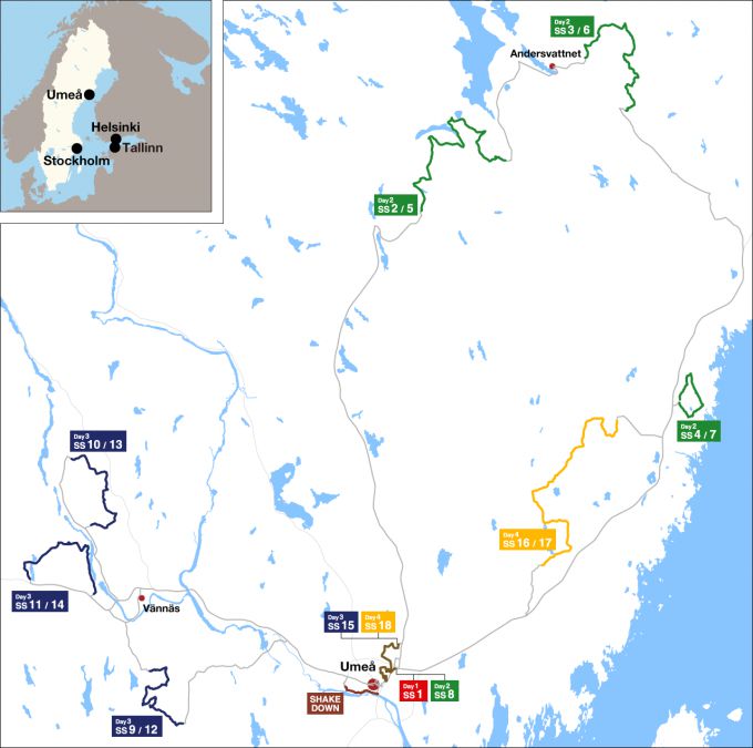 Landkaart Rally Sweden 2025