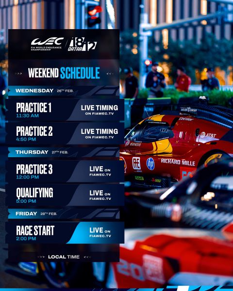 FIA World Endurance Championship-seizoen 2025 Qatar 1812km Foto 5 tijdschema raceweekend