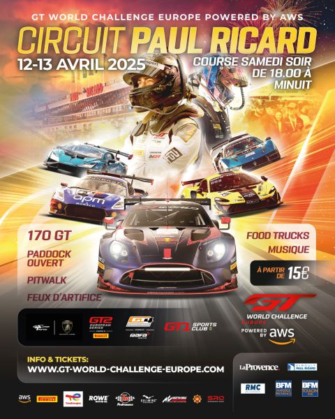 GT World Challenge Europe powered by AWS Circuit Paul Ricard 12 - 13 april 2025 event poster