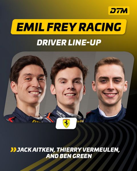 DTM 2025 Emil Frey Racing Ferrari 296 GT3 Jack Aitken Ben Green Thierry Vermeuelen Verstappen.com Foto 1