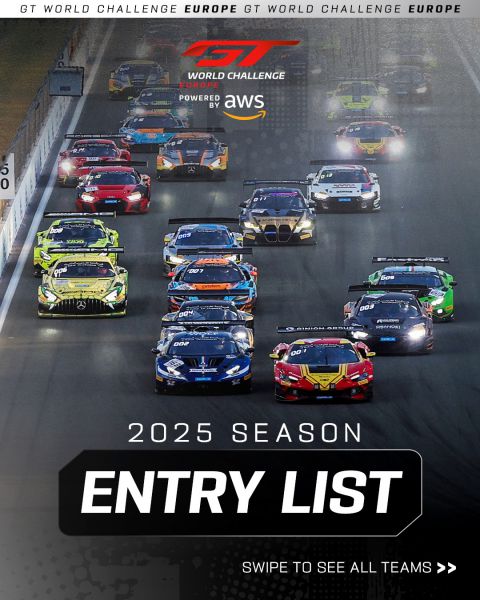 ENTRY LIST - GT World Challenge Europe onthult bloeiende startgrid 2025 met 59 Endurance- en 41 Sprint-auto's