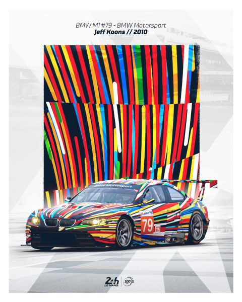 Fine Art on Wheels BMW Art Cars tentoonstelling Louwman Museum #17 Jeff Koons BMW M3 GT2 2010 24H Le Mans poster