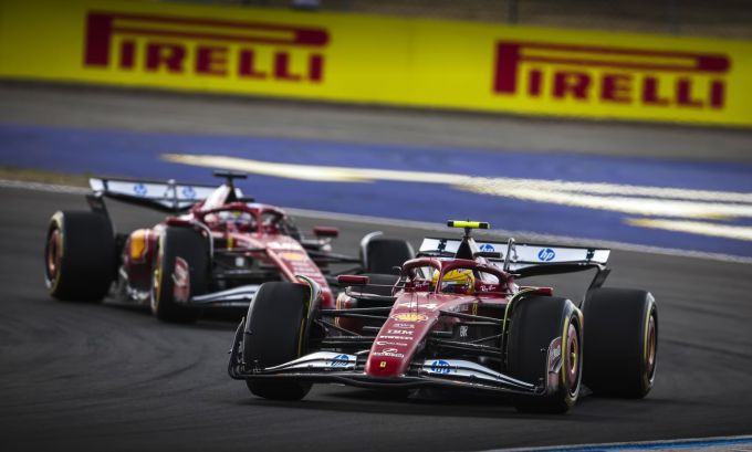 Ferrari Hamilton Leclerc on track