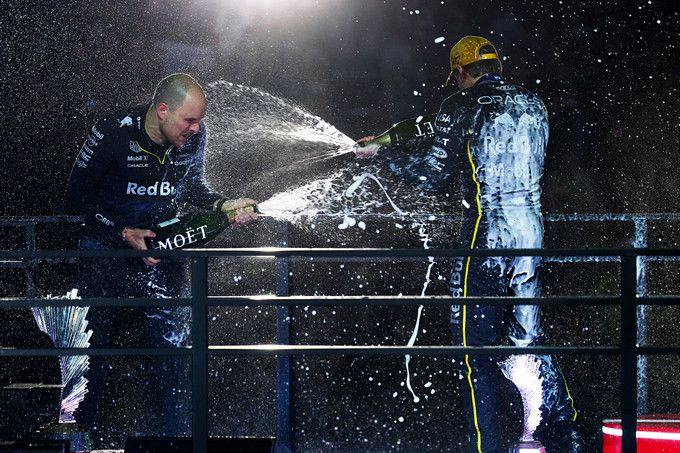 Gianpiero Lambiase champagne fight Max Verstappen