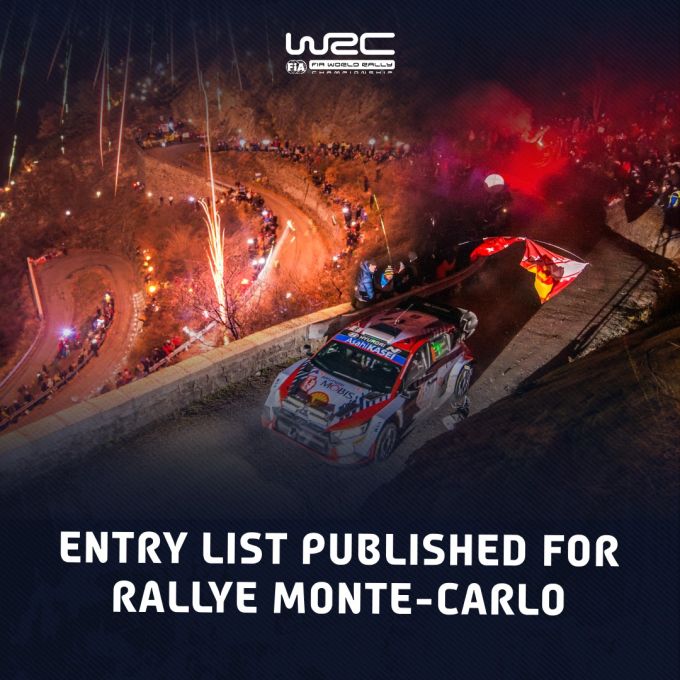 ENTRY LIST - Rally Monte-Carlo opent WRC 2026 met topveld, Toyota met sterke line-up en opvallende rentree van Lancia