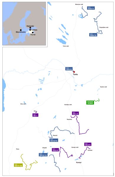 Landkaart FUA WRC Rally Estonia 2026